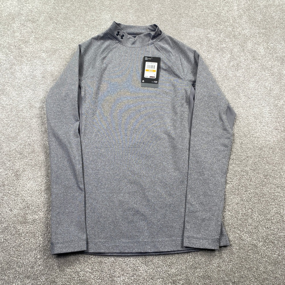 Under Armour Womens ColdGear‎ Mock Neck Long Sleeve Shirt Size S Gray Fitted